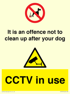 It is an offence not to clean up after your dog. CCTV in use